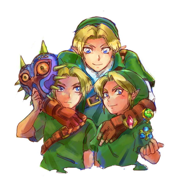 link, young link, and majora (the legend of zelda and 2 more) drawn by nikayu