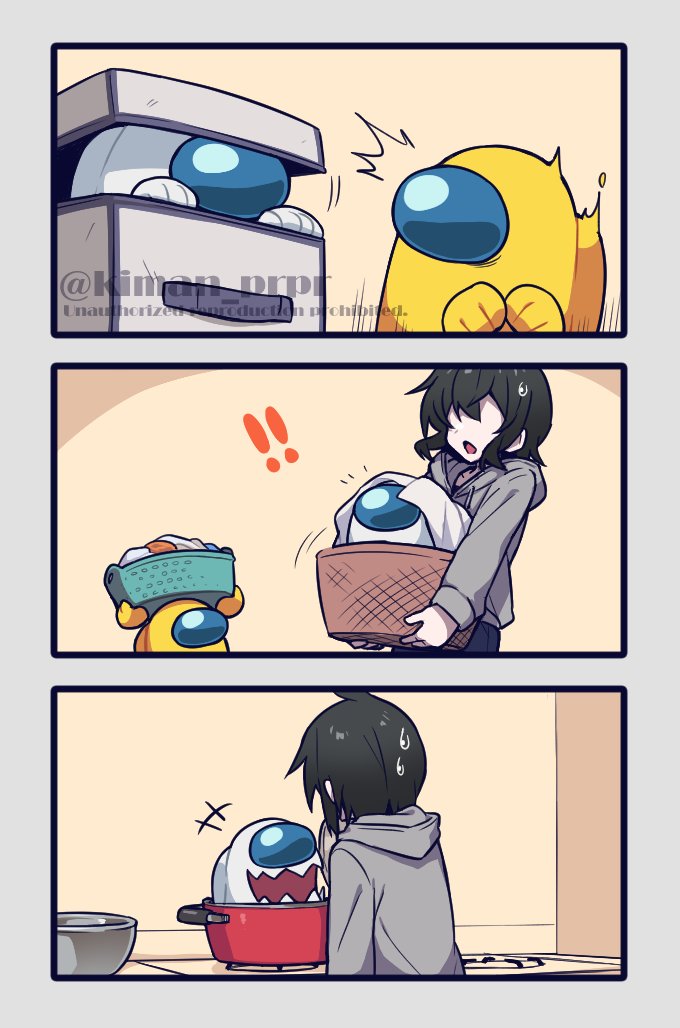 crewmate, yellow, white, impostor, and they (original and 1 more) drawn by kiman