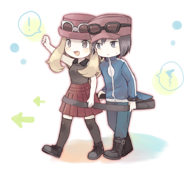serena and calem (pokemon and 1 more) drawn by hanosau