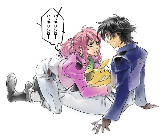 haro, setsuna f. seiei, and feldt grace (gundam and 1 more) drawn by ris