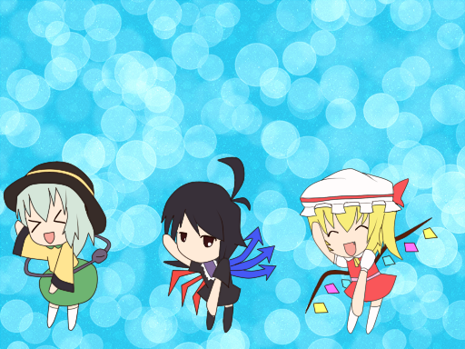 flandre scarlet, komeiji koishi, and houjuu nue (touhou and 1 more) drawn by aq_(bb009ma)