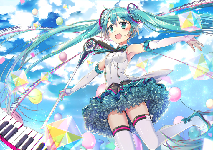 hatsune miku and magical mirai miku (vocaloid and 1 more) drawn by jin_young-in