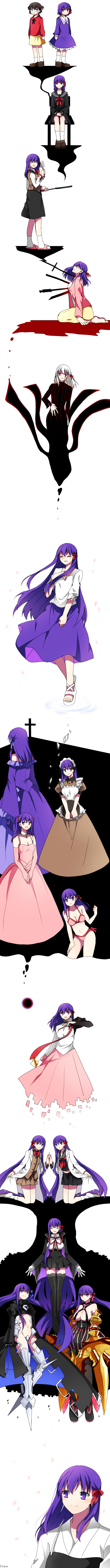 matou sakura, bb, meltryllis, passionlip, dark sakura, and 2 more (fate and 5 more) drawn by mmm_ss