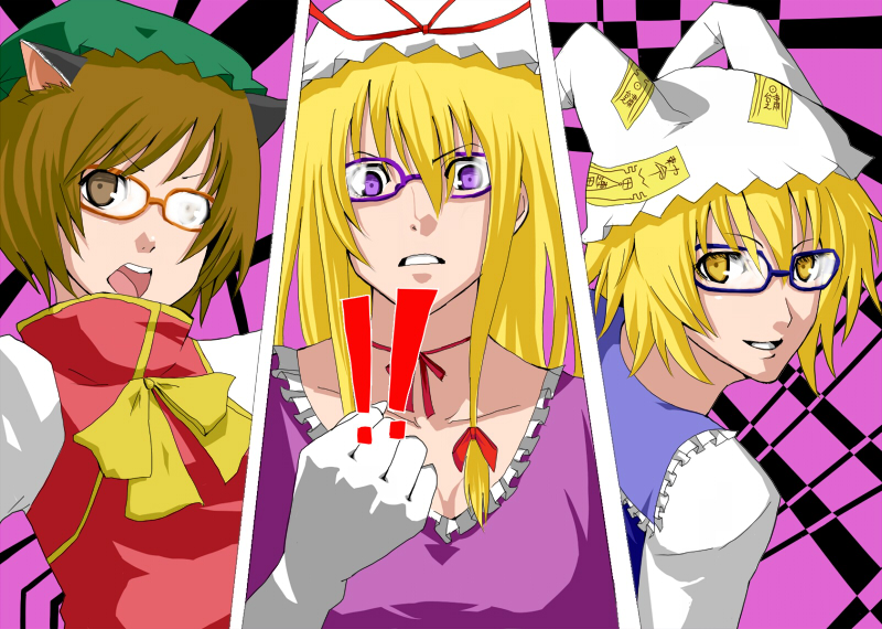 yakumo yukari, yakumo ran, and chen (touhou and 2 more) drawn by jont
