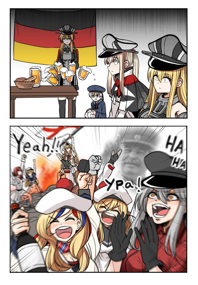 prinz eugen, bismarck, graf zeppelin, z1 leberecht maass, warspite, and 7 more (kantai collection and 3 more) drawn by yong-gok
