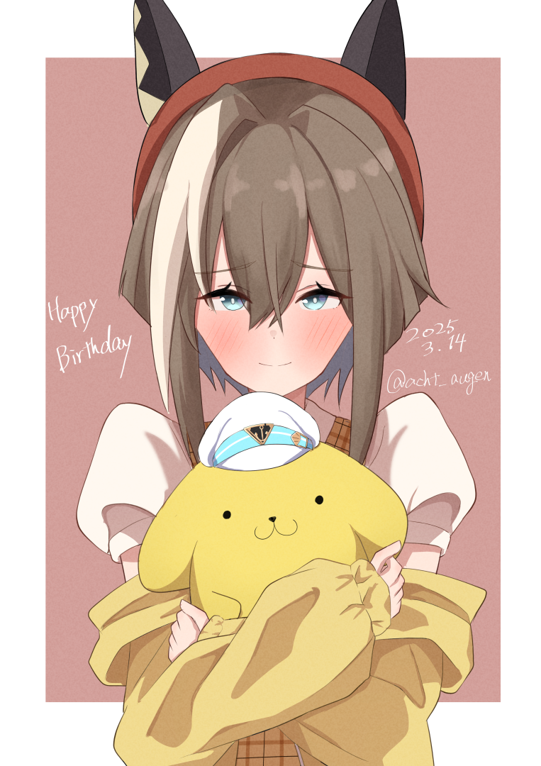 cheval grand and pompompurin (umamusume and 1 more) drawn by acht_augen