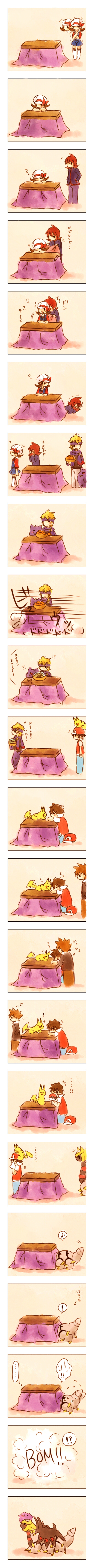 pikachu, red, blue oak, lyra, gengar, and 5 more (pokemon and 4 more) drawn by kabocha_torute