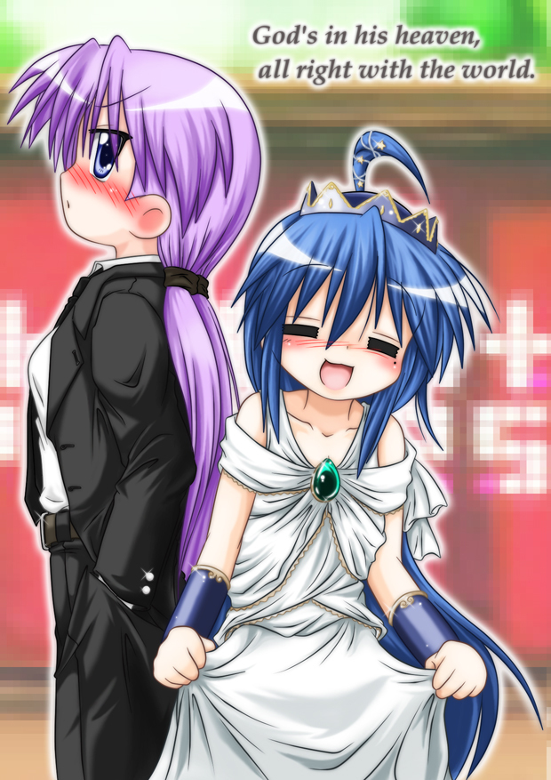 hiiragi kagami and izumi konata (neon genesis evangelion and 1 more) drawn by gaketsu