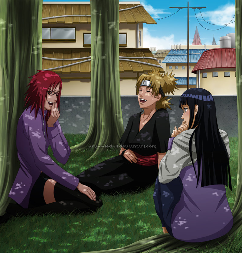 hyuuga hinata, temari, and karin (naruto and 1 more) drawn by arya-aiedail