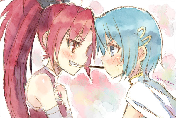 miki sayaka and sakura kyoko (mahou shoujo madoka magica) drawn by yuupon