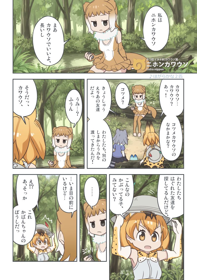 serval, common raccoon, and japanese otter (kemono friends) drawn by quick_waipa