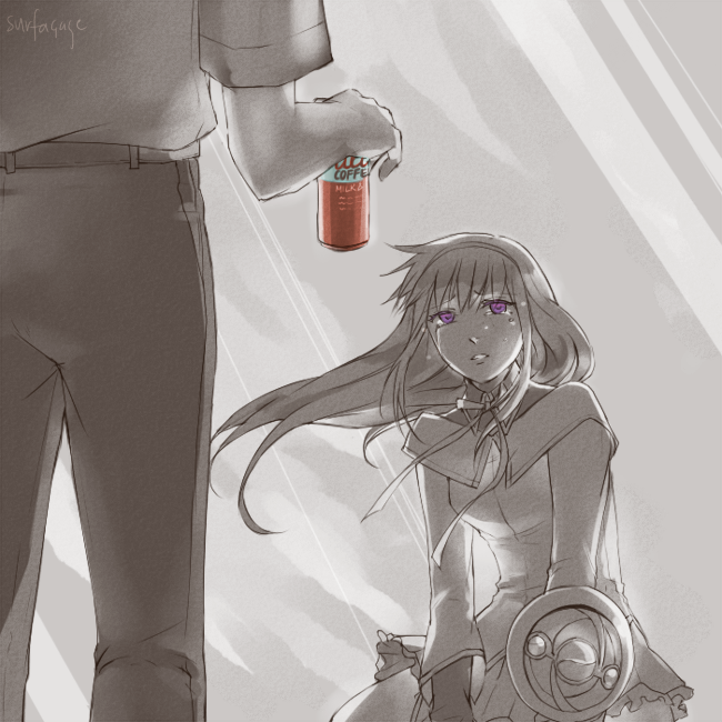 akemi homura and nagisa kaworu (mahou shoujo madoka magica and 2 more) drawn by surfacage