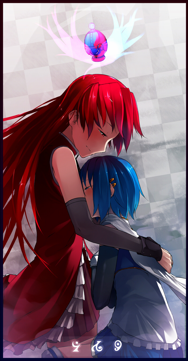 miki sayaka and sakura kyoko (mahou shoujo madoka magica) drawn by en@rain