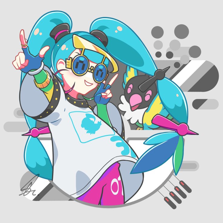 hatsune miku, chatot, and normal miku (pokemon and 2 more) drawn by saihate_(d3)