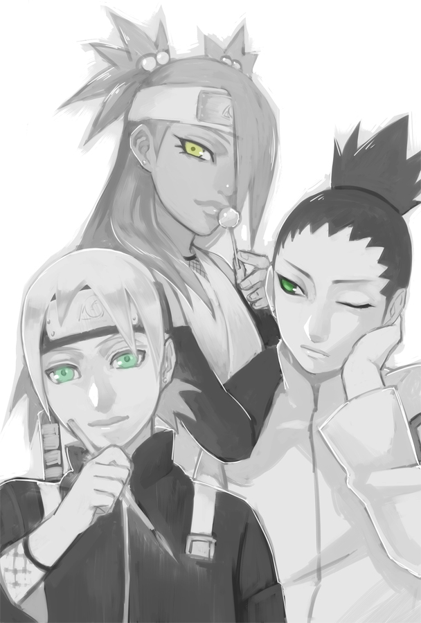 akimichi chouchou, yamanaka inojin, and nara shikadai (naruto) drawn by hal_(sakurajam)
