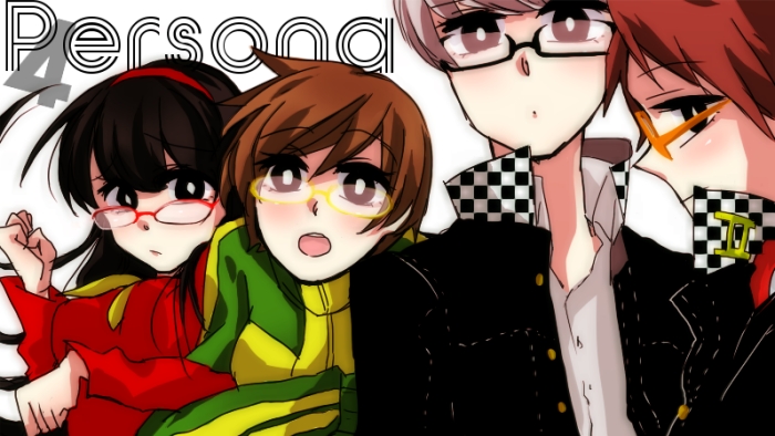 narukami yu, satonaka chie, amagi yukiko, and hanamura yousuke (persona and 1 more) drawn by kurato
