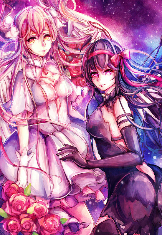 akemi homura, kaname madoka, ultimate madoka, and akuma homura (mahou shoujo madoka magica and 1 more) drawn by yakumo_1041624199
