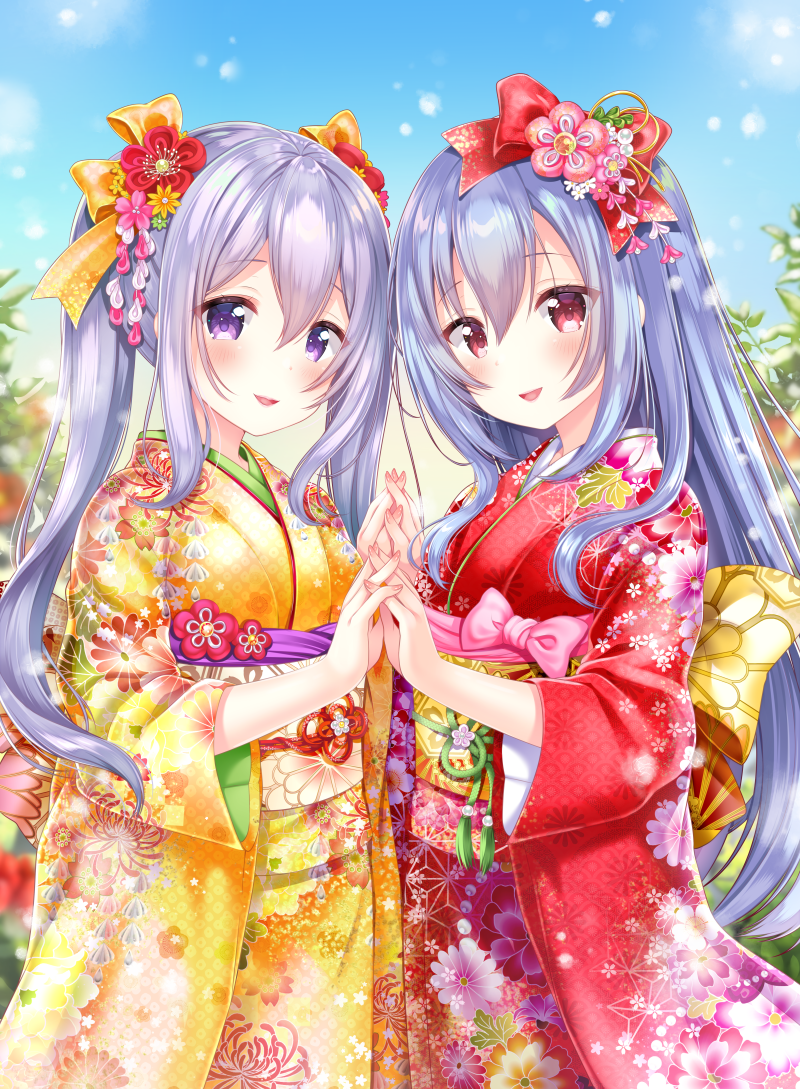 aoba chise and aoba rena (aoba project) drawn by sakura_moyon