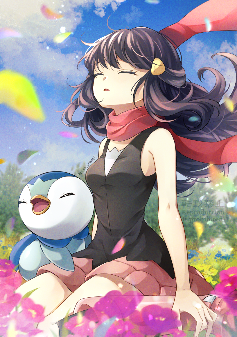 dawn and piplup (pokemon and 1 more) drawn by yomogi_(black-elf)