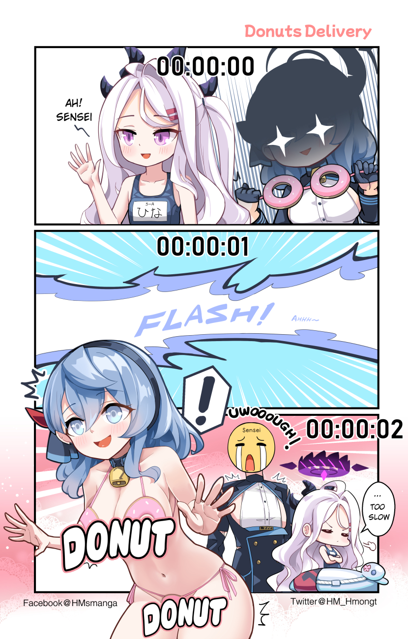 sensei, hina, and ako (blue archive) drawn by hm_(hmongt)