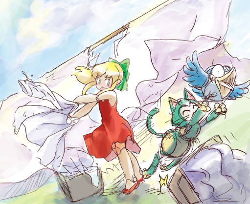 roll, beat, and tango (mega man) drawn by ckotnha