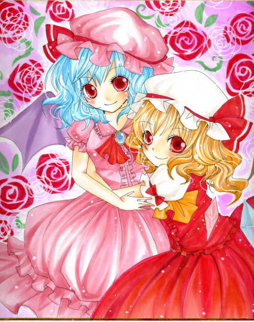 remilia scarlet and flandre scarlet (touhou) drawn by mizame