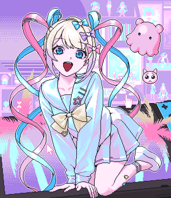 chouzetsusaikawa tenshi-chan and pien cat (needy girl overdose) drawn by eencya