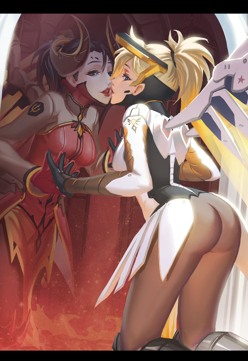 mercy and devil mercy (overwatch and 1 more) drawn by streamingsun