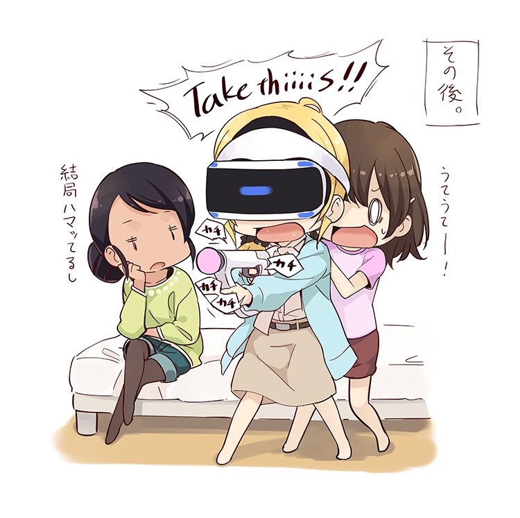ellen baker, deepa mitra, and andou saki (new horizon) drawn by denchuubou
