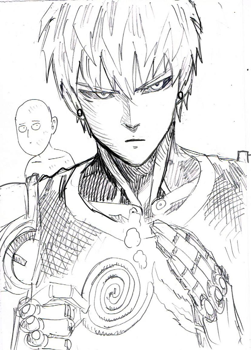 saitama and genos (one-punch man) drawn by murata_yuusuke