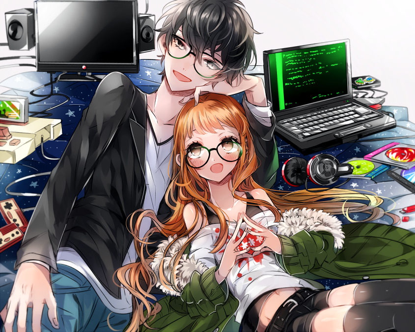 amamiya ren and sakura futaba (persona and 1 more) drawn by chidori_(@rom)
