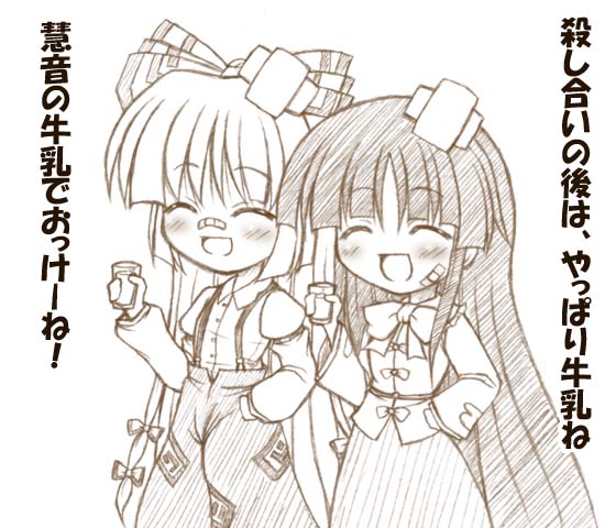 fujiwara no mokou and houraisan kaguya (touhou) drawn by bococho