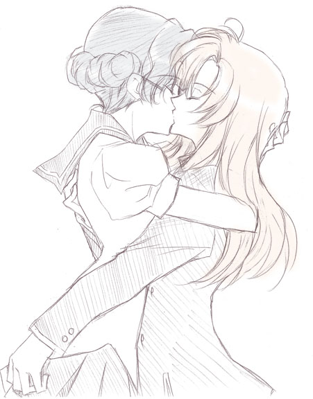 tenjou utena and himemiya anthy (shoujo kakumei utena) drawn by arisa_(lavender283)