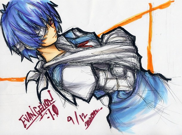 ayanami rei (neon genesis evangelion and 2 more) drawn by maon
