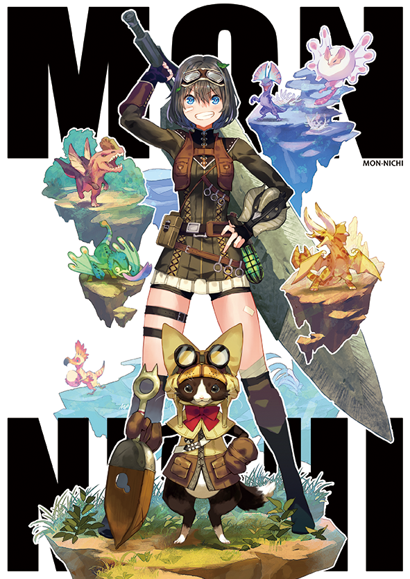 monster hunter, felyne, diablos, anjanath, pukei-pukei, and 3 more (monster hunter and 1 more) drawn by maeya_susumu