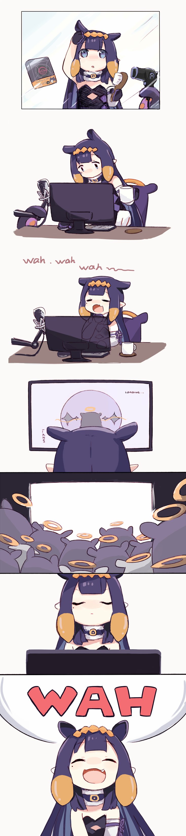 ninomae ina'nis, takodachi, and ao-chan (hololive and 1 more) drawn by yuuyu_(777)