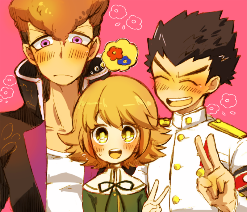 fujisaki chihiro, ishimaru kiyotaka, and owada mondo (danganronpa and 1 more) drawn by momiji_(lucario)