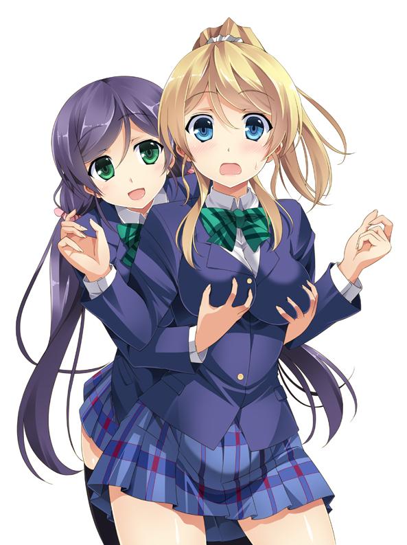 tojo nozomi and ayase eli (love live! and 1 more) drawn by ishigami_kazui