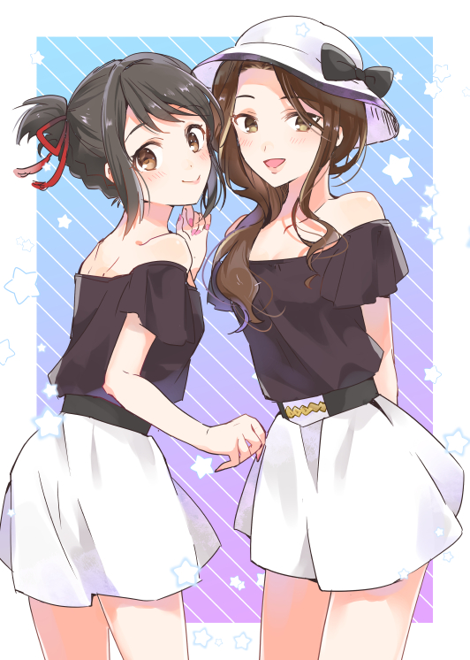 miyamizu mitsuha and okudera miki (kimi no na wa.) drawn by pipioo088