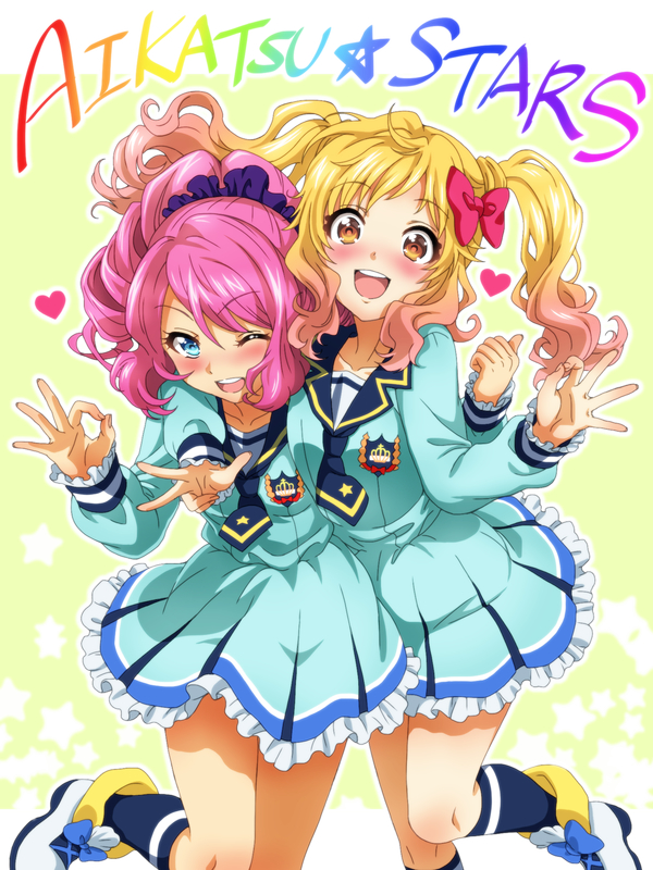 nijino yume and sakuraba rola (aikatsu! and 1 more) drawn by yakiniku_(konoha3561)