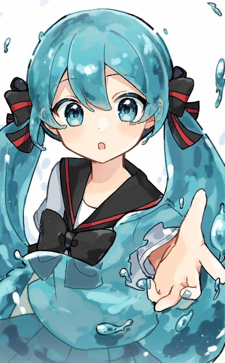 hatsune miku and bottle miku (vocaloid) drawn by akikan_sabako