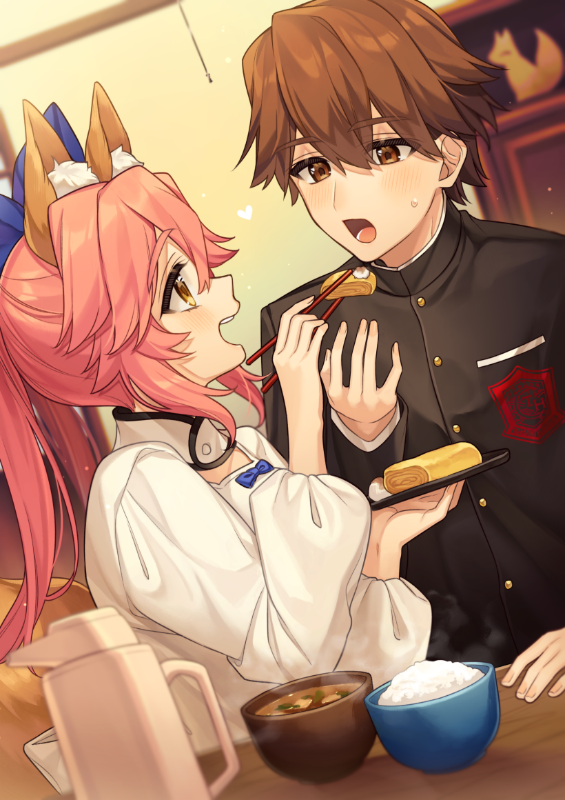 tamamo, tamamo no mae, and kishinami hakuno (fate and 2 more) drawn by karokuchitose