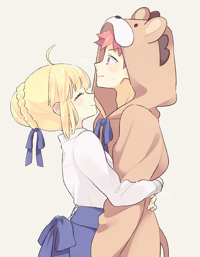 artoria pendragon, saber, and emiya shirou (fate and 1 more) drawn by 87banana