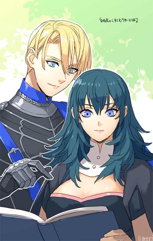female byleth and dimitri alexandre blaiddyd (fire emblem and 1 more) drawn by 11mtri