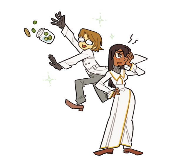 dr. eva rosalene and dr. neil watts (to the moon) drawn by unoobang