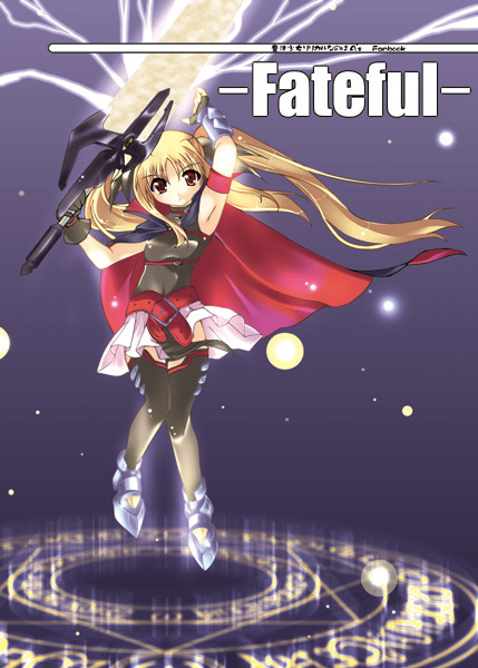 fate testarossa and bardiche (lyrical nanoha and 2 more) drawn by kagura_tsukune