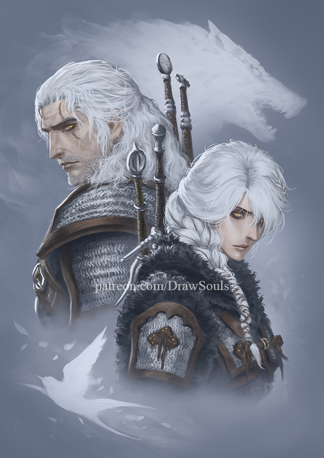 ciri and geralt of rivia (the witcher and 2 more) drawn by draw_souls