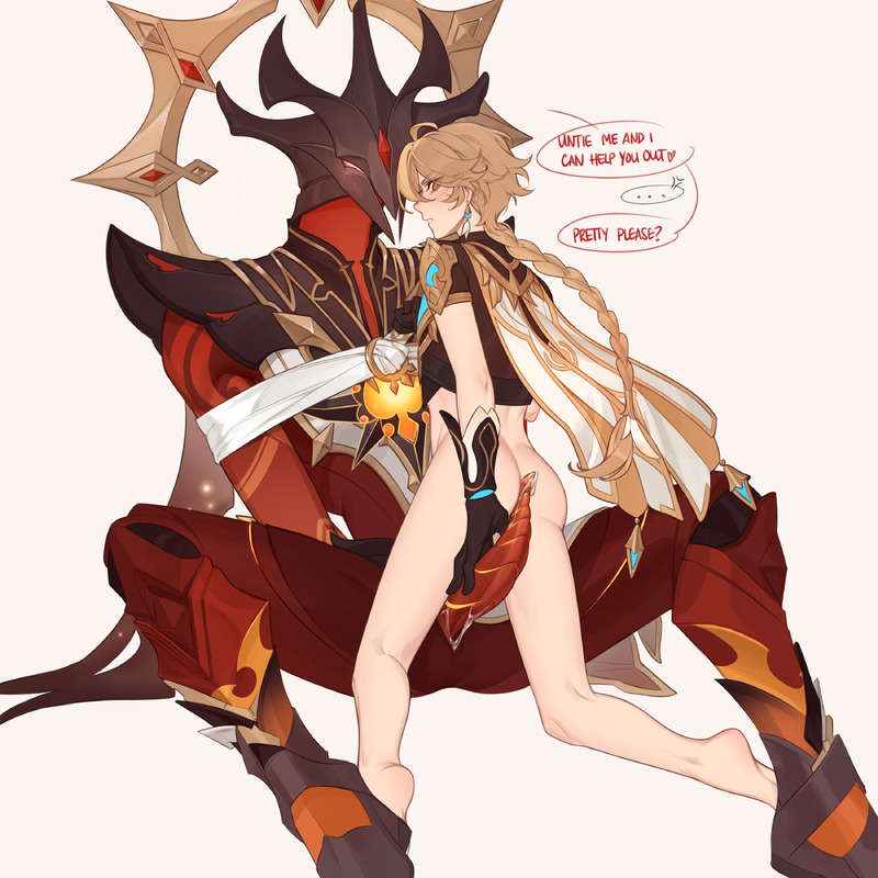 aether and enjou (genshin impact) drawn by suspicious_dish