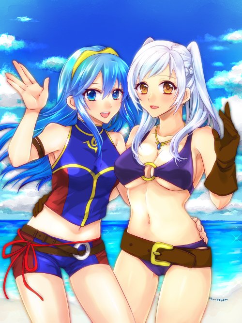 female robin and lucina (fire emblem and 3 more) drawn by taguchi_(igutiguti)