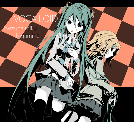 hatsune miku and kagamine rin (vocaloid) drawn by fruit_punch